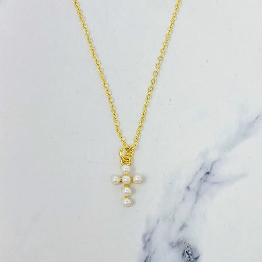 Ellison & Young Shell Pearl Cross Necklace